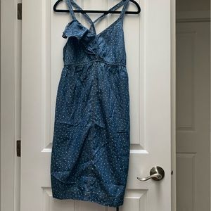 Motherhood maternity Jean dress with waist tie